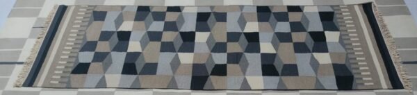 GeoCube Handwoven Wool Runner Rug
