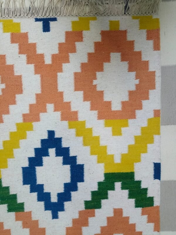 Vibrant Aztec Diamond Handwoven Rug - Image 3