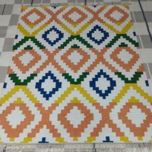Vibrant Aztec Diamond Handwoven Rug