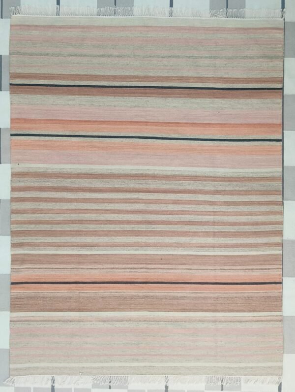 Handwoven Pastel Striped Kilim Rug