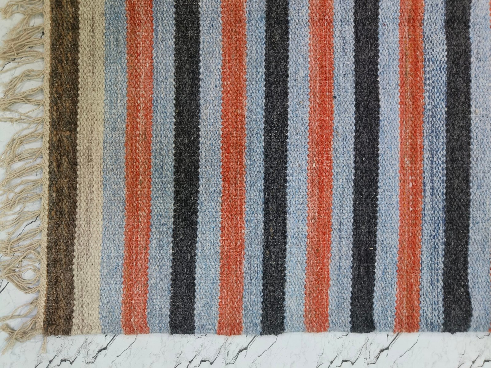 Handwoven Striped Flatweave Rug - Image 5