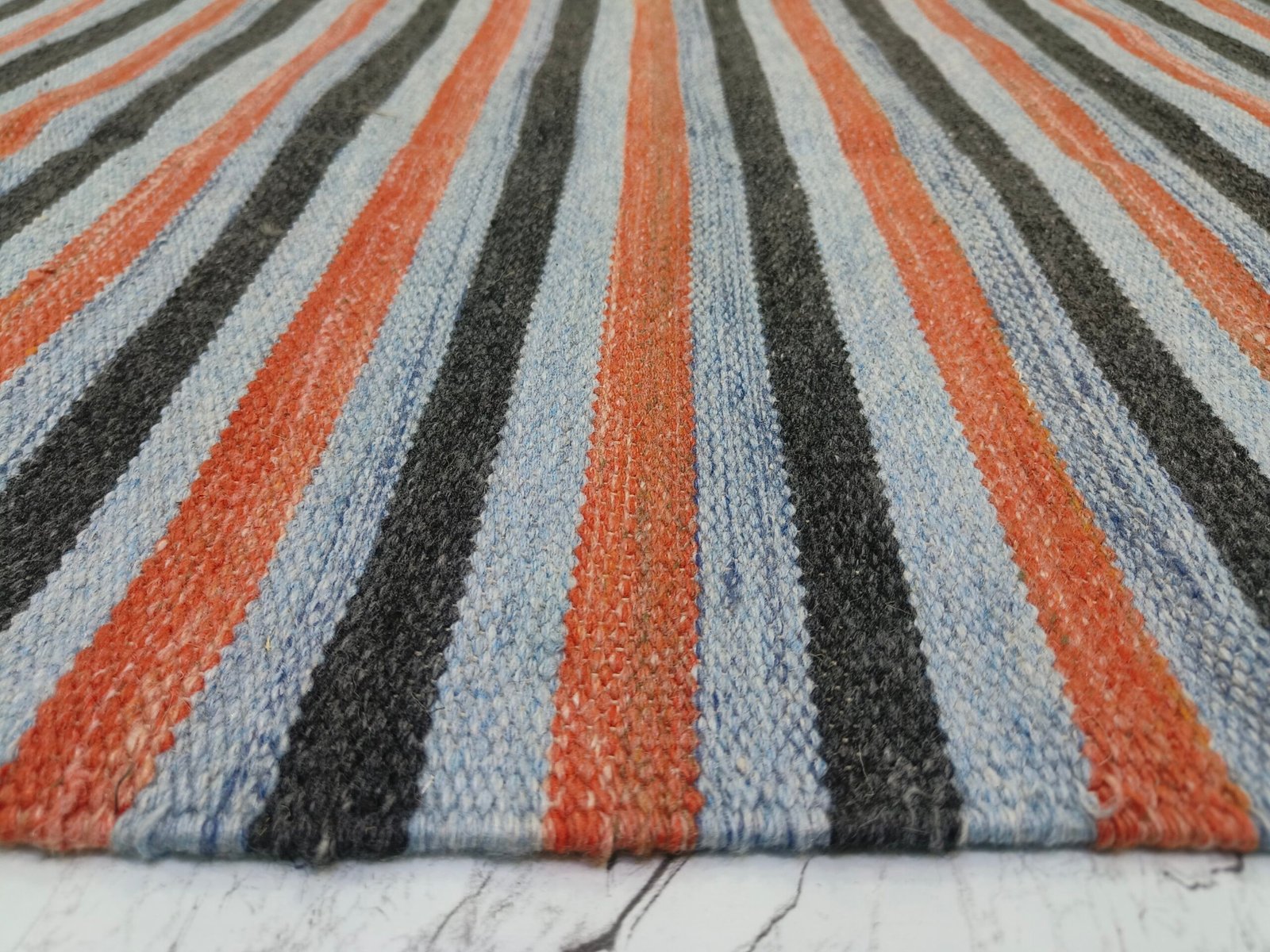 Handwoven Striped Flatweave Rug - Image 6