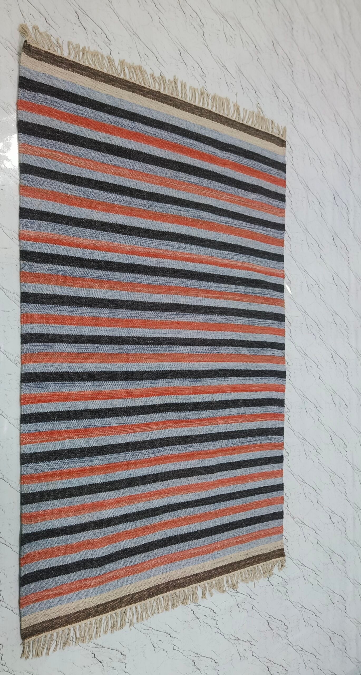 Handwoven Striped Flatweave Rug - Image 4